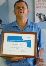 Johannes Lues, Best Sales Representative, SKF Rustenburg Branch